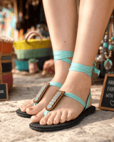 Aqua Sandals - Handcrafted Fairtrade Lace-up Cotton Straps - Quetzal Artisan