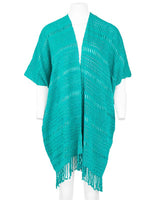 Aquamarine Summer Poncho - Natural Dyed Cotton Tunic - Quetzal Artisan