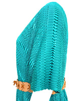 Aquamarine Summer Poncho - Natural Dyed Cotton Tunic - Quetzal Artisan