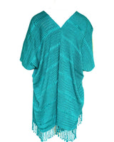 Aquamarine Summer Poncho - Natural Dyed Cotton Tunic - Quetzal Artisan