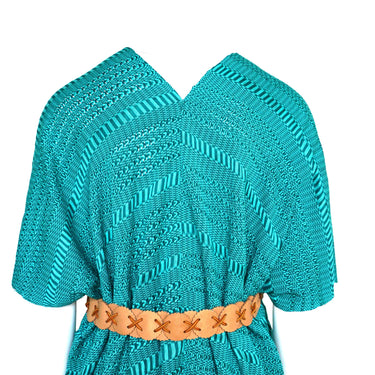 Aquamarine Summer Poncho - Natural Dyed Cotton Tunic - Quetzal Artisan