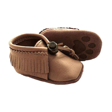 Baby Moccasins Bear Paw - Hiawatha - Mooshide Baby Slippers - Quetzal Artisan
