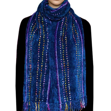 Bamboo Scarf Blue - With Ribbon - Beautiful and Fairtrade - Quetzal Artisan