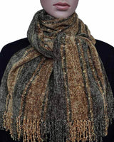 Bamboo Scarf Gold Taupe - Handmade, Beautiful and Fairtrade - Quetzal Artisan