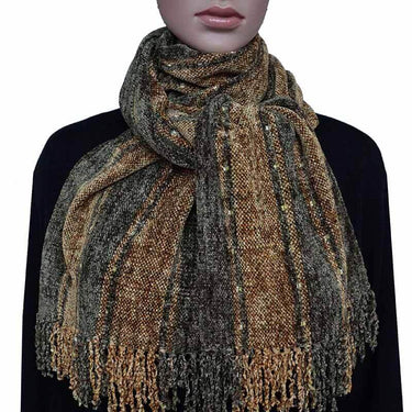 Bamboo Scarf Gold Taupe - Handmade, Beautiful and Fairtrade - Quetzal Artisan