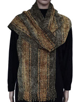 Bamboo Scarf Gold Taupe - Handmade, Beautiful and Fairtrade - Quetzal Artisan