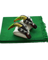 Black Toucan Napkin Rings - Set of 2 with Cotton Napkins - Quetzal Artisan