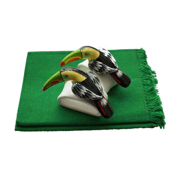 Black Toucan Napkin Rings - Set of 2 with Cotton Napkins - Quetzal Artisan