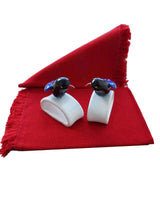 Blue Magpie Napkin Rings - Hand-Painted - Cotton Napkins - Quetzal Artisan