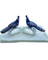 Blue Peacock Napkin Rings - With Cotton Napkins - Fairtrade - Quetzal Artisan