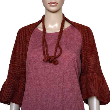 Bolero Scarf Bordeaux - Knitted Necklace - Stylish and Warm - Quetzal Artisan