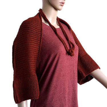 Bolero Scarf Bordeaux - Knitted Necklace - Stylish and Warm - Quetzal Artisan