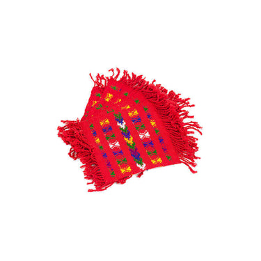Brilliant Red Coasters - Set of 6 Handmade of Cotton - Quetzal Artisan