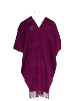 Cotton Poncho Red Blue - Ecofriendly Summer Tunic - Fairtrade Poncho - Quetzal Artisan