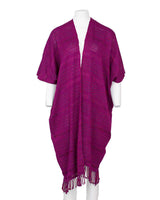 Cotton Poncho Red Blue - Ecofriendly Summer Tunic - Fairtrade Poncho - Quetzal Artisan