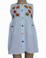 Cotton Dress Brown Flowers 4 - Age 1-2 years - Fairtrade - Quetzal Artisan