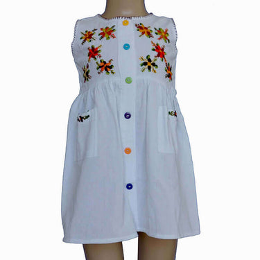 Cotton Dress Brown Flowers 4 - Age 1-2 years - Fairtrade - Quetzal Artisan