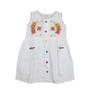 Cotton Dress Orange Flowers 4 - Age 1-2 years - Fairtrade - Quetzal Artisan