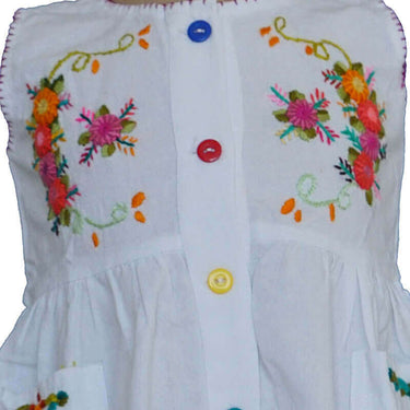 Cotton Dress Orange Flowers 4 - Age 1-2 years - Fairtrade - Quetzal Artisan