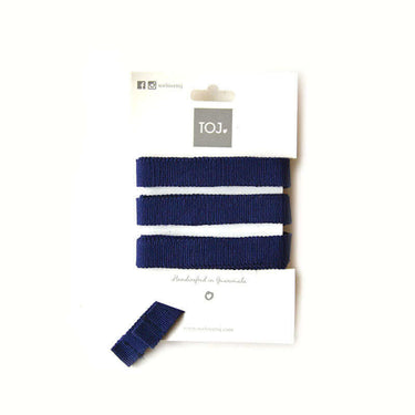 Dark Blue Sandals - Lace up cotton straps & beads accessory - Quetzal Artisan