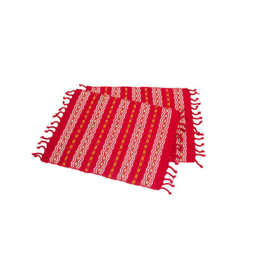 Red Placemats - Set 6 - Cotton - Mayan Design - Fairtrade - Quetzal Artisan