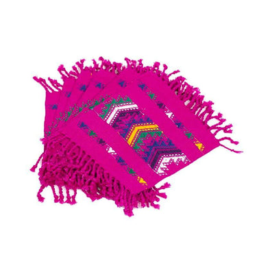 Deep Pink Coasters - Set of 2 - Cotton - Mayan Design - Fairtrade - Quetzal Artisan