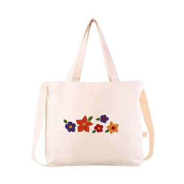 Shopper Wild Flowers - Big Ecofriendly Tote Bag Ecru Cotton - Quetzal Artisan