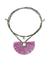 Lavender Fan Tassel Necklace - Handcrafted Fairtrade Jewelry - Quetzal Artisan
