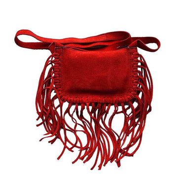 Fringed Red Shoulder Bag - Hiawatha - Traditional Native Bag - Quetzal Artisan