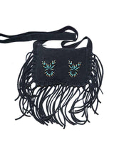 Fringed Shoulder Bag Black - Small Handmade Native Bag - Quetzal Artisan