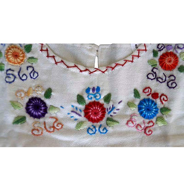 Girls Dress Daisy's cream 8 - Age 2-3 years - Fairtrade - Quetzal Artisan