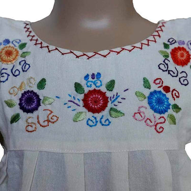 Girls Dress Daisy's cream 8 - Age 2-3 years - Fairtrade - Quetzal Artisan