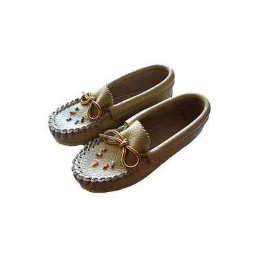 Girls Leather Moccasins - Hiawatha Traditional Native Shoes - Quetzal Artisan