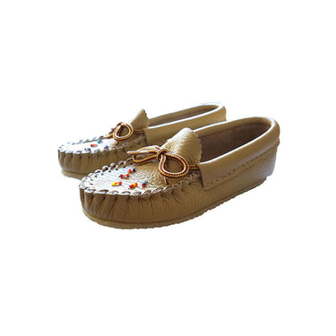 Girls Moccasins - Beaded Leather Shoes with Rubber Soles for Toddlers - Quetzal Artisan