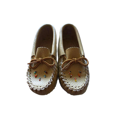Girls Moccasins - Beaded Leather Shoes with Rubber Soles for Toddlers - Quetzal Artisan