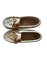 Girls Moccasins - Beaded Leather Shoes with Rubber Soles for Toddlers- Quetzal Artisan