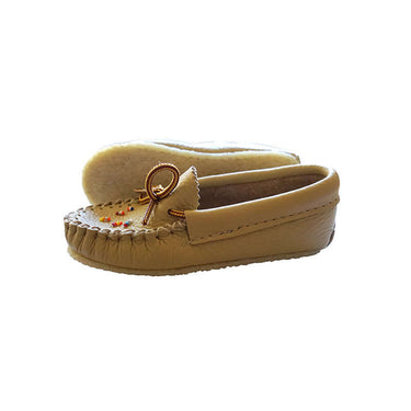 Girls Leather Moccasins - Hiawatha Traditional Native Shoes - Quetzal Artisan
