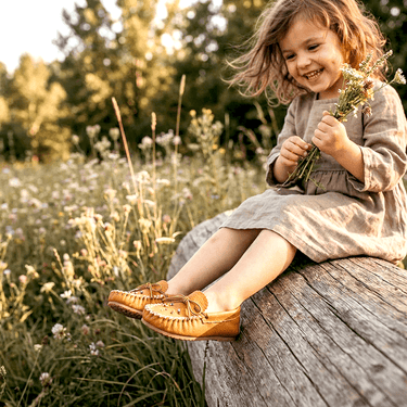 Meisjesmocassins - Leren schoenen met kralen voor peuters
