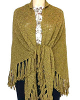 Green Olive Triangle Shawl - Long Lightweight Alpaca Poncho - Quetzal Artisan