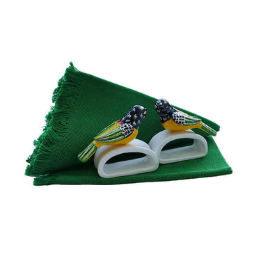 Green Sparrow Napkin Rings - Cotton Napkins - Fairtrade - Quetzal Artisan
