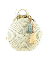 Handbag Palm Leaf Mustard - Rond Ecofriendly Cotton Pouch - Quetzal Artisan