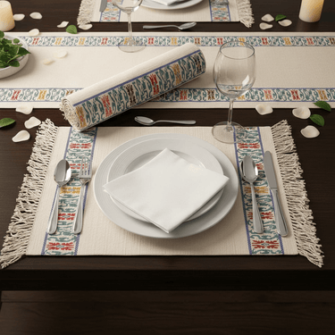 Happiness Placemats - Set of 6 Natural Cotton Table Mats - Quetzal Artisan