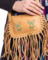 Shoulder Bag Brown Mooshide - Fringed Traditional Native Bag - Quetzal Artisan