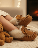 Kids Sheepskin Moccasins - Baby Toddler Winter Fur Slippers - Quetzal Artisan
