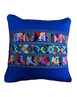 Mayan Cushion Cover Blue - Cotton - Colorful and Fairtrade - Quetzal Artisan