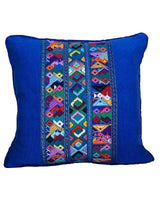 Mayan Cushion Cover Blue - Cotton - Colorful and Fairtrade - Quetzal Artisan