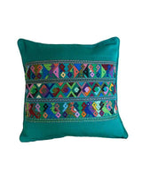 Mayan Cushion Cover Green - Cotton - Colorful and Fairtrade - Quetzal Artisan