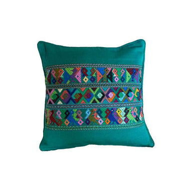 Mayan Cushion Cover Green - Cotton - Colorful and Fairtrade - Quetzal Artisan