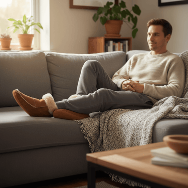 Men Sheepskin Moccasin Boots - Handmade Fur House Slippers - Quetzal Artisan