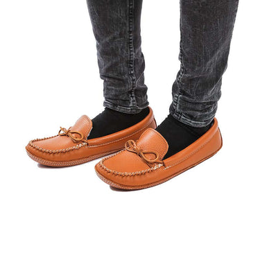 Moccasins Chestnut Brown - Men's Winter Slippers Soft Soles - Quetzal Artisan